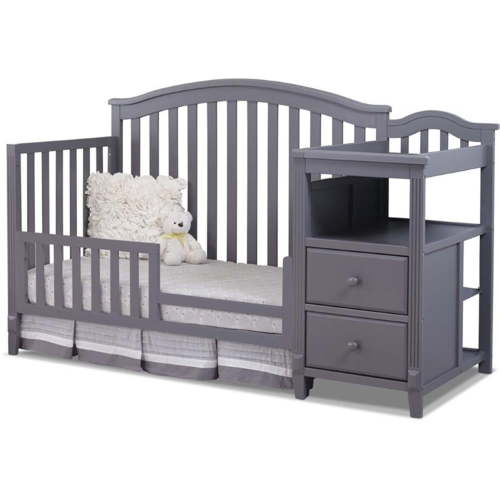 Sorelle Berkley 4-in-1 Convertible Crib with Changer and Drawers, Gray