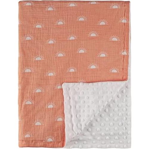 Soarwg Kids Baby Blanket Unisex Newborn, Super Soft Nursery Minky Blankets with Muslin Cotton for Boys Girls, Toddler Baby Nursery Bed Blanket Shower Gifts, 30 x 40 Inch