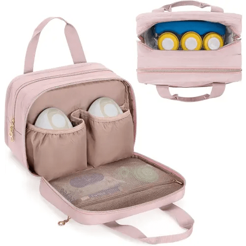 Damero Wearable Breast Pump Bag Compatible with Elvie, Willow and Momcozy Breast Pump, Carrying Case for Wearable Breast Pumps, Pump Parts and More, Pink