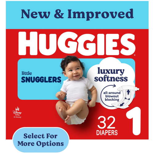 Huggies Little Snugglers Baby Diapers Size 1 8-14 lbs 32 Count Leak and Blowout Protection