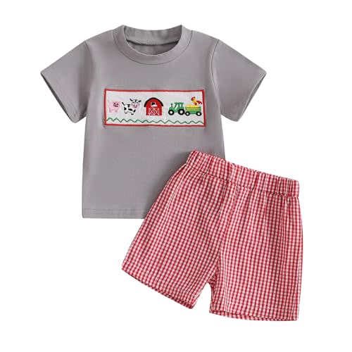 Madjtlqy Toddler Baby Boy Summer Clothes Short Sleeve T Shirt Top Casual Shorts Set Cute Infant Boys Shorts Set