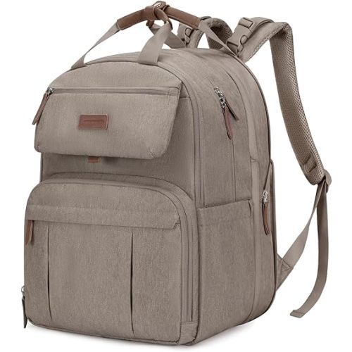 mommore Diaper Bag Backpack, Large Diaper Bag Expandable for 2 Kids/Twins, Durable Baby Bag with Changing Pad, Water Resistant Travel Diaper Backpack for Mom Dad