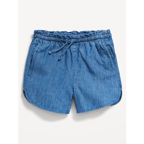 Dolphin-Hem Chambray Shorts for Toddler Girls