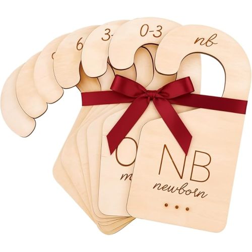 Baby Clothes Dividers for Closet – Wood Size Dividers for Newborn to 24 Months, Nursery Organizer, Large 1in Letter Size (Set of 7)