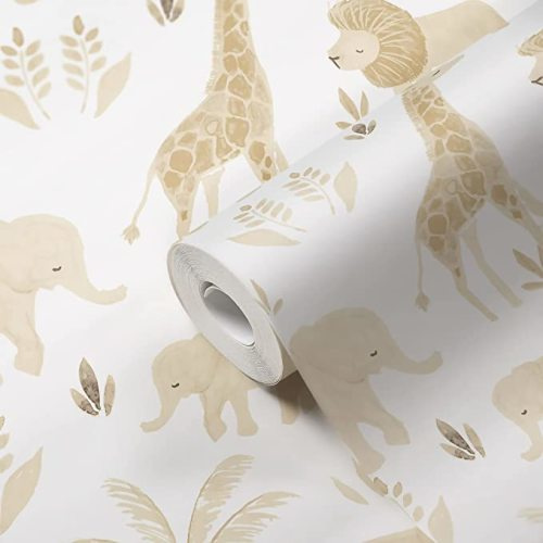 Crane Baby Safari Wallpaper for Nursery, Removable Wallpaper for Boys and Girls, Safari Animal, 20.87”w x 270" h