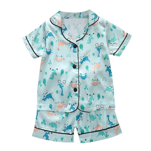 QWIED Girls Pajamas Kids Toddler Baby Spring Summer Cartoon Print Short Sleeve Sleepwear Clothes Baby Girl Outfits 12 Months-18 Months