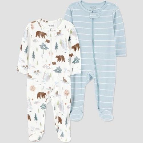Carter's Just One You® Baby Boys' 2pk Forest/Striped Sleep N' Play - Blue 3M