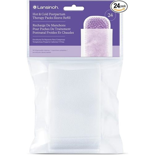 Lansinoh Hot & Cold Postpartum Therapy Packs Disposable Sleeve Refill, 24 Count