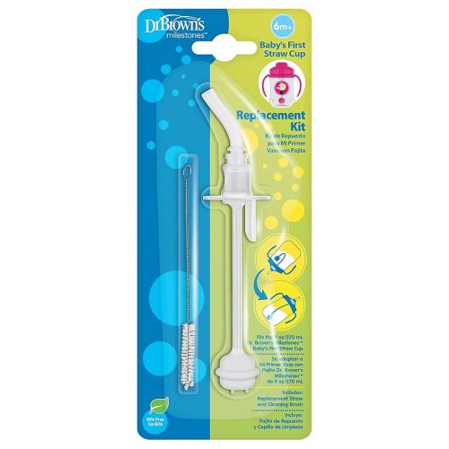 Dr. Brown's Baby's First Straw Cup Straw Replacement Kit with One Straw and One Cleaning Brush, BPA Free