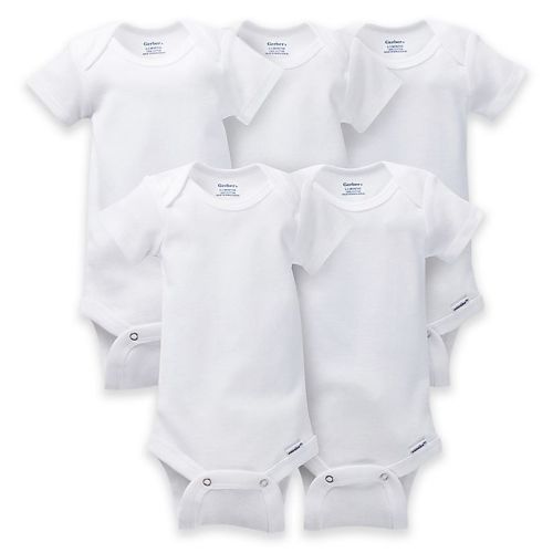 Gerber ONESIES® Brand  - 0-3 Months 5-Pack Short Sleeve Bodysuits in WhiteGerber ONESIES® Brand