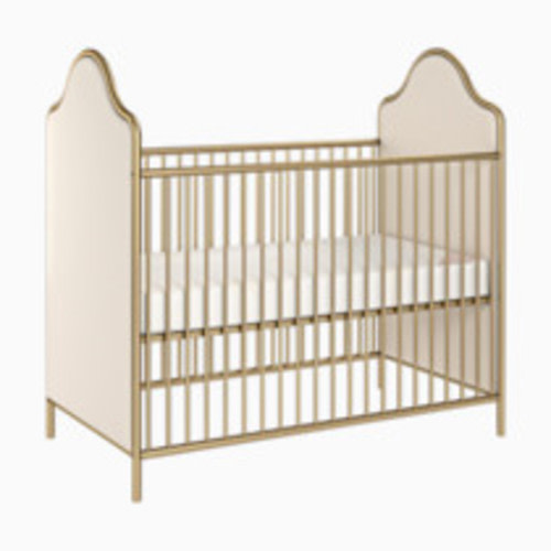Little Seeds Piper Upholstered Metal Crib, Gold