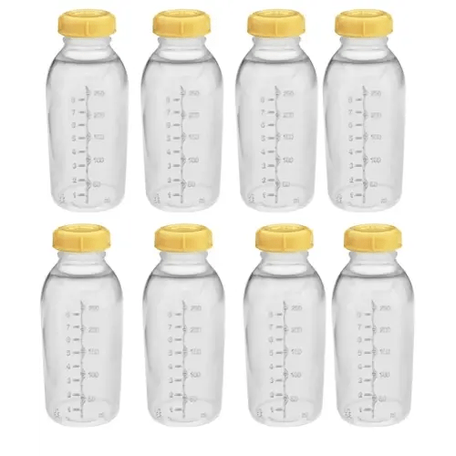 Medela Breastmilk Collection Storage Feeding Bottle with Lids-8 Pack (8 Bottles and 8 Lids)w/lid 8oz /250ml