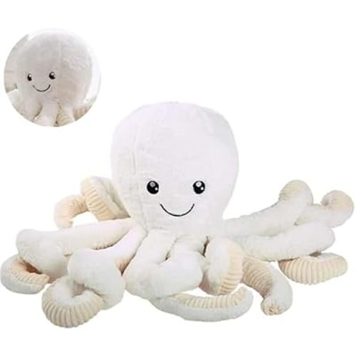 JOSON Cute Octopus Plush Toys, Soft Octopus Stuffed Animals, Girls and Boys Adult Birthday (16 Inch, White)