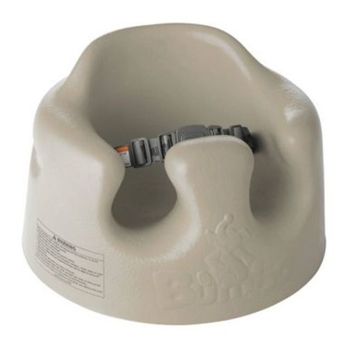 Bumbo Baby Infant Soft Foam Comfortable Floor Booster Seat Supportive Chair with 3 Point Adjustable Safety Buckle Strap Harness - Taupe