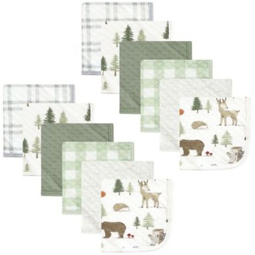 Hudson Baby Infant Boy Quilted Cotton Washcloths, Forest Animals, One Size