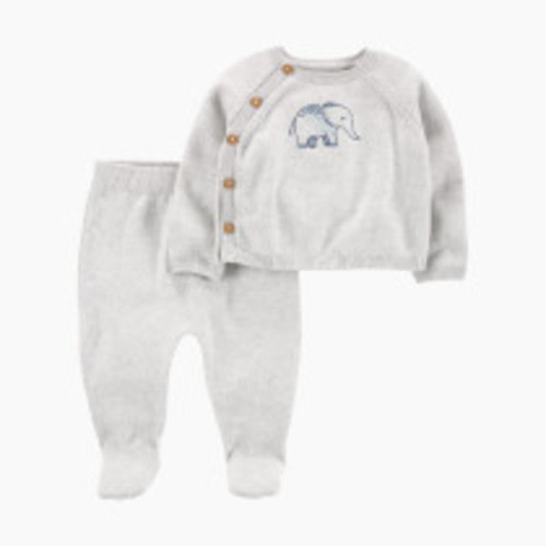 Carter's 2-Piece Elephant Sweater & Footed Pant Set - Elephant Grey, 3M
