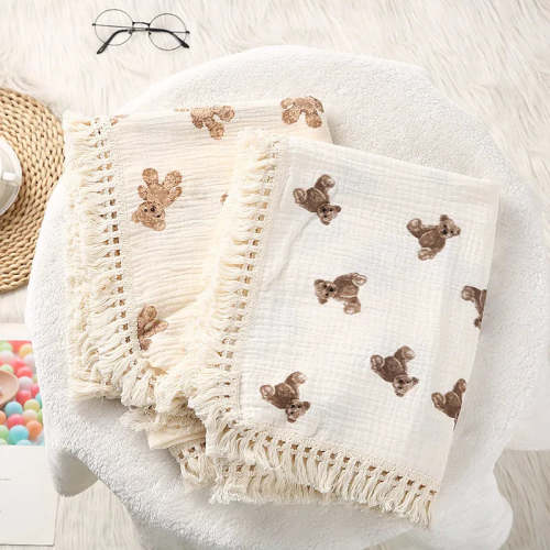Bear Muslin Cotton Baby Blanket