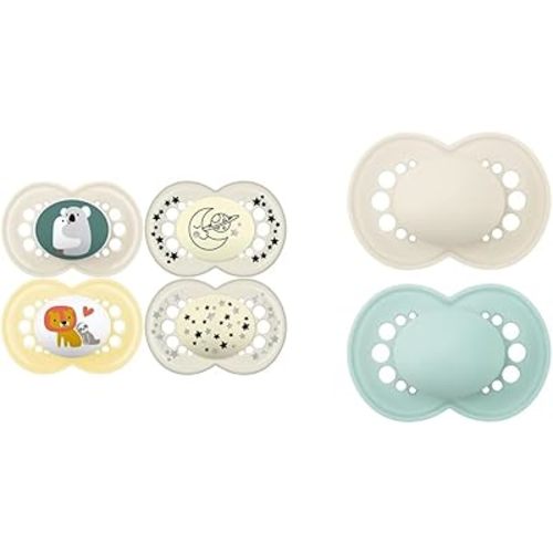 Original + Night 4-Pack, 6+M, Unisex & Original Matte Pacifier (1 Sterilizing Pacifier Case), 6 Plus Months, Unisex Baby Pacifier, Best Pacifiers for Breastfed Babies, 6-16 Months (Pack of 2)