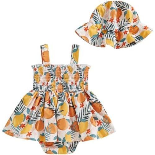 Mubineo Baby Girl Summer Clothes Floral Romper Dress Infant Sleeveless Rompers Skirt One Piece Boho Sun Dress Outfits