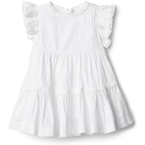 Amazon Essentials x Sofia Grainge Toddlers and Baby Girls' Woven Ruffle Sleeve Dress: White / 6-9M