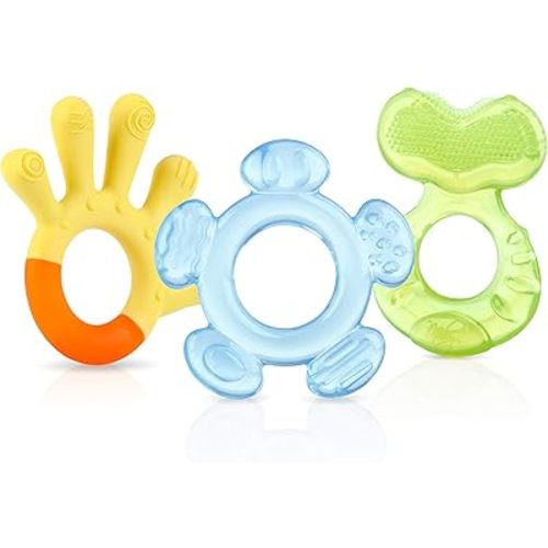 Nuby Three Step Teether Set | 3 Pack | 3m+ | Soft and Hard Teething Surfaces