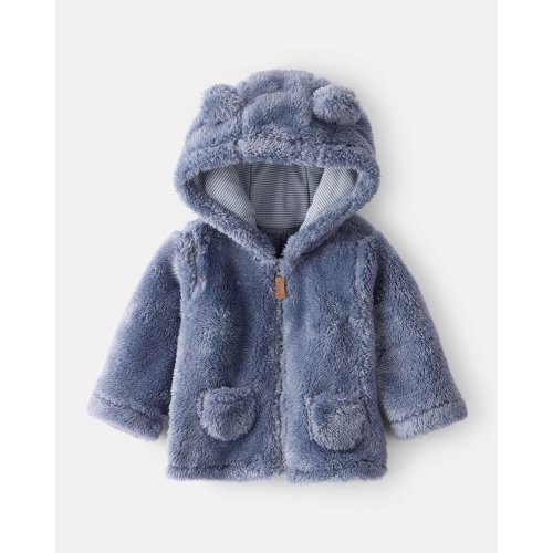 Baby Boy Sherpa Lined Long-Sleeve Hooded Zip-Up Jacket- Blue - Carter's | Carter's