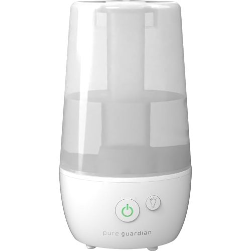 PureGuardian 1-Gallon Ultrasonic Cool Mist Humidifier with Aroma Tray, 70-Hour Run Time, 320 Sq. Ft. Coverage, Filter Free, Silver Clean Treated Tank, for Home, Bedroom, Office, H965WC
