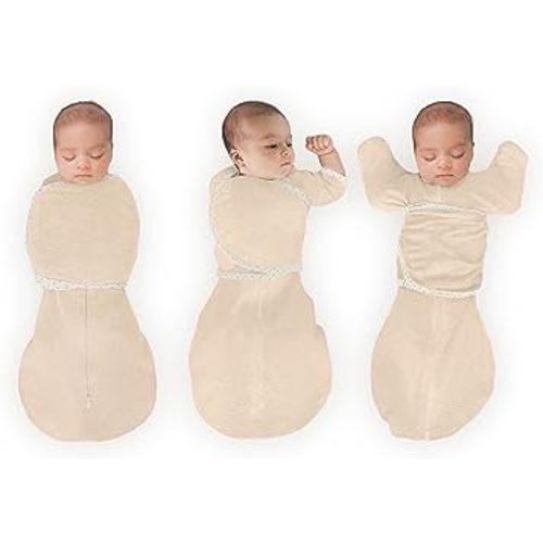 SwaddleDesigns Omni Swaddle Sack for Newborn, Transitional Swaddle Sack with Wrap & Arms Up Sleeves & Mitten Cuffs, Easy Transition Swaddle Sleep Sack, Heathered Oatmeal, Small, 0-3 Months