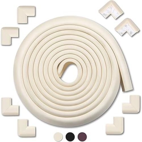 MEETBABY Baby Proofing Edge Corner Guards, Child Safety Furniture Bumper, Table Protectors, 3M Pre-Taped Corners, Safe Edge Corner Cushion (Oyster, 20.4ft)