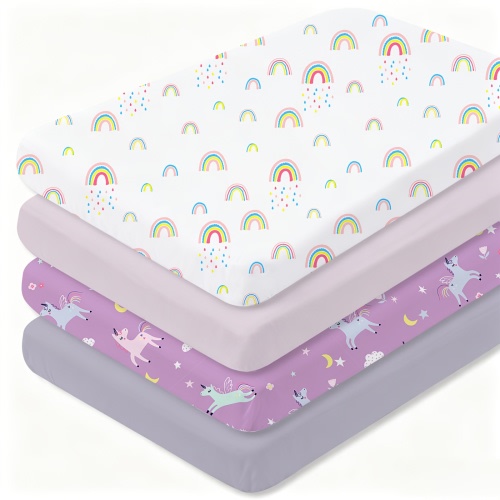 Set of 4 Crib Sheets Measuring 28×52 Inches, Designed to Fit for Standard Crib Mattresses, Providing a Snug Fit, Easy Maintenance, And Neutral Designs Suitable for Both Boys And Girls