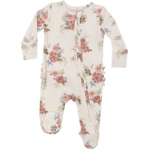 Romantic Roses 2 Way Zipper Ruffle Back Footie, Pink - Angel Dear | Maisonette