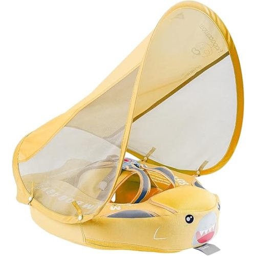 Mambobaby Baby Swim Float with Canopy & Tail Infant Pool Float Non-Inflatable Toddler Swim Float with Skin-Friendly Material for 3-24 Months Baby Boys Grils