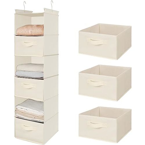 Amazon.com: MAX Houser 6 Tier Shelf Hanging Closet Organizer, Closet Hanging Shelf with 2 Sturdy Hooks for Storage, Foldable (Beige-D3) : Home & Kitchen