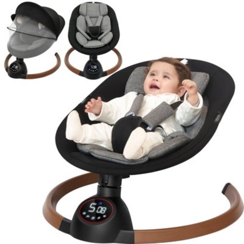 Babyeap Baby Swing for Infants,Bluetooth Control 5-point Harness Newborn Swing,5 Sway Speed,10 Lullabies(Gray)