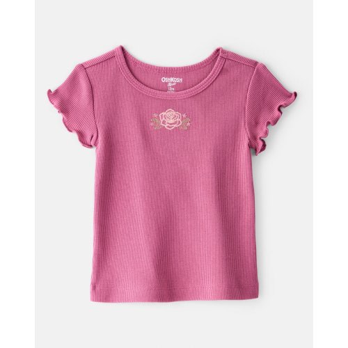 Baby Girl Flower Cotton Short-Sleeve Top - Pink - OshKosh | Carter's