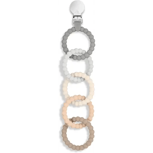 Ryan & Rose Cutie Clinks Attachable Teether Chew Toy for Babies (Neutral)