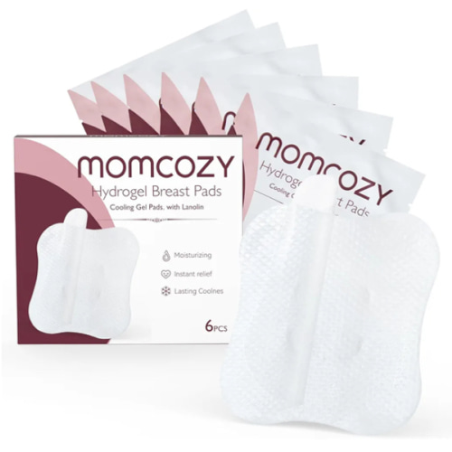 Momcozy Hydrogel Nipple Pads with Soothing Lanolin, Soothies Gel Nursing Pads Provide Instant Cooling Relief, Breastfeeding Essentials, 6 PCS