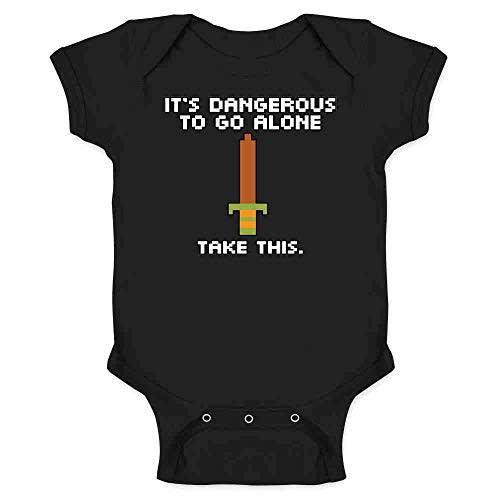 Pop Threads Its Dangerous to Go Alone Take This 8 Bit Gaming Baby Toddler Kids Girl Boy T-Shirt