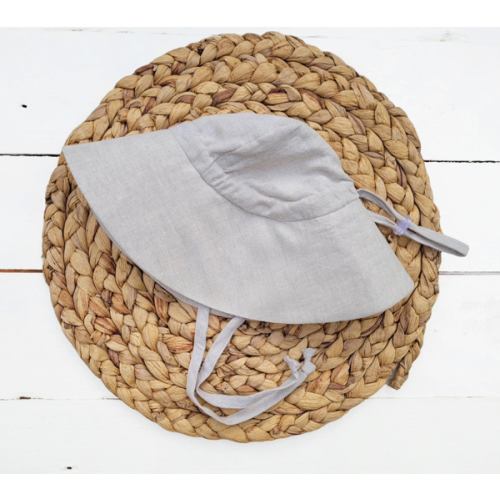Baby Sun Beach Bonnet Hat | Full Coverage Umbrella Style | Adjustable LINEN