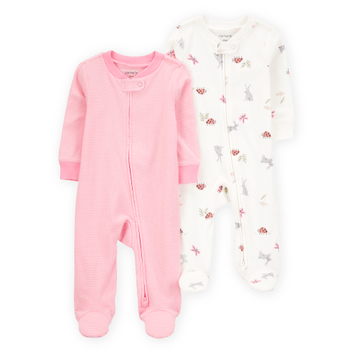 Baby 2-Pack Print 2-Way Zip Cotton Sleep & Play Pajamas - Pink - Carter's | Carter's