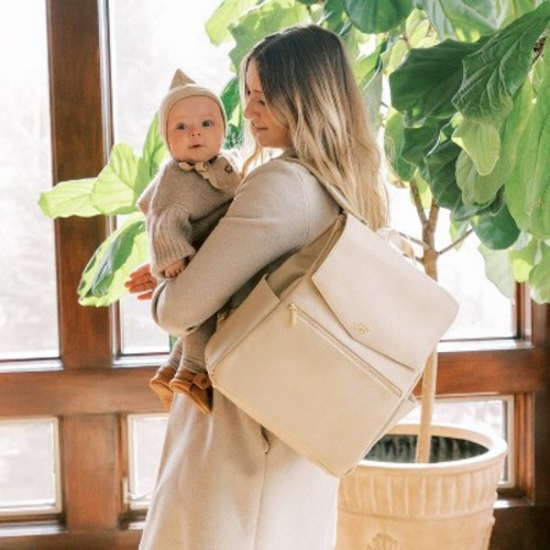 Freshly Picked Classic II Diaper Bag - Birch: Faux Leather, Backpack Style, Solid Pattern