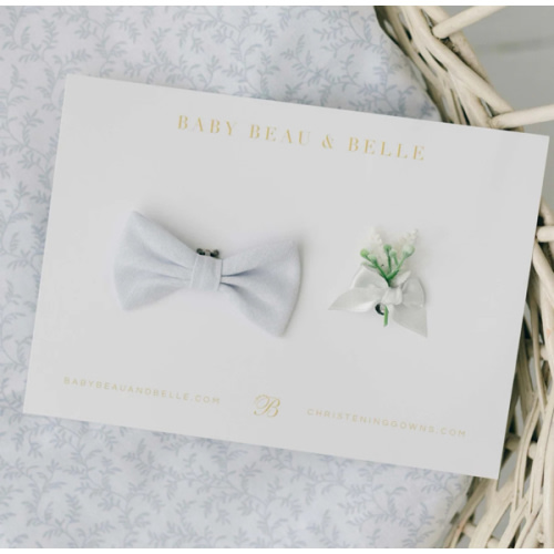 Harrison Linen Bow Tie & Boutonniere – Baby Beau and Belle