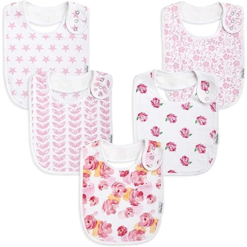 KiddyStar Double Layer Bandana Bibs - Multi Snaps Adjustable Organic Cotton Teething Bib - Absorbent Drooling Protection