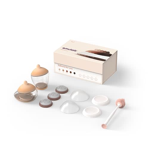 Emulait Baby Bottle Starter Kit Includes 2 Bottles 2 Nipples 2 Caps 2 Lids 3 Flow System Cleaning Brush