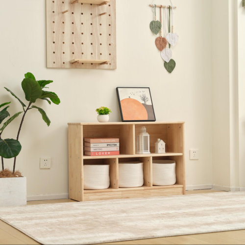 Latitude Run® Rubber Wood 5-compartment Montessori Shelf, 35.4"l & Reviews | Wayfair