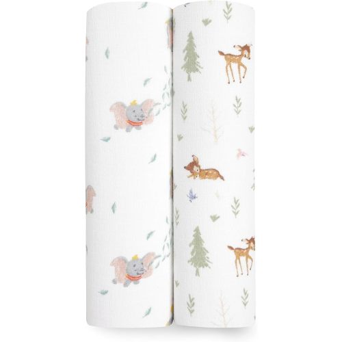 aden + anais Essentials Muslin Swaddle Blankets, Newborn Receiving Blanket for Swaddling, 100% Cotton Baby Swaddle Wrap, 2 Pack, Disney + Friends