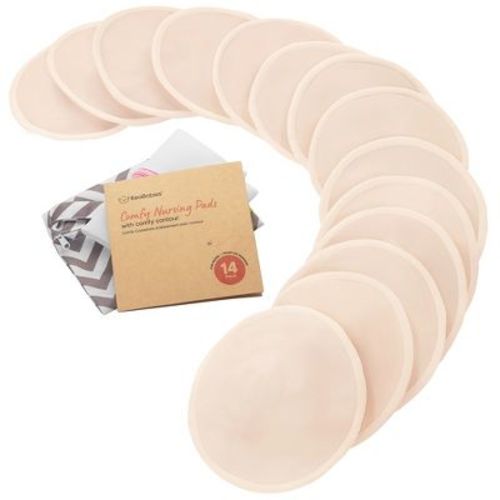 Keababies 14pk Organic Nursing Pads, Washable Breast Pads For Breastfeeding, Reusable Nipple Pads, Breastfeeding Essentials (neutrals, Large 4.8)