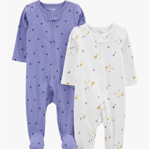 Newborn Simple Joys by Carter's Baby Girls' Cotton Footed Sleep and Play, Pack of 2