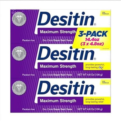 Desitinn Maximum Strength Baby Diaper Rash Cream with 40% Zinc Oxide for Treatment, Relief & Prevention 4.8 OZ (Pack of 3)