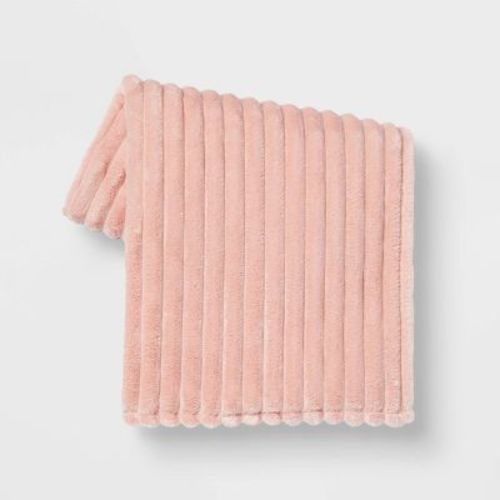 Ribbed Plush Throw Blanket White - Room Essentials™: Cozy, Sensory Friendly, Machine Washable, 50x60"